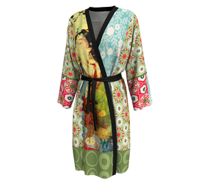 Tokyo Artist Knit Bamboo Chiffon Fabric Color Printed Robe