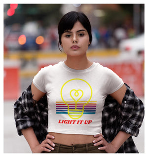 Light it Up Colorful Printed Women's Crop T-Shirt