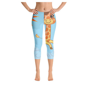Springboard Giraffe Colorful Print Women's Capris Legging