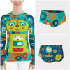 Maizie Robot Brightly Colored Printed Women's Rash Guard