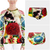 Scarlet Carnation Brightly Colored Printed Women's Rash Guard
