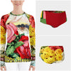 Parade of Roses Brightly Colored Printed Women's Rash Guard