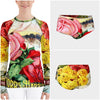 Parade of Roses Brightly Colored Printed Women's Rash Guard