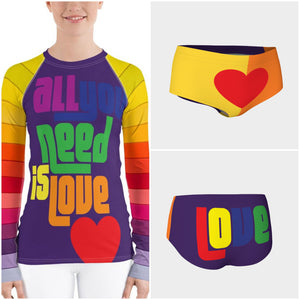 All You Need is Love Colored Printed Women's Rash Guard