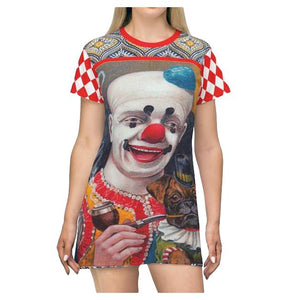 Clowning Around Colorful Printed Women's T-shirt Dress