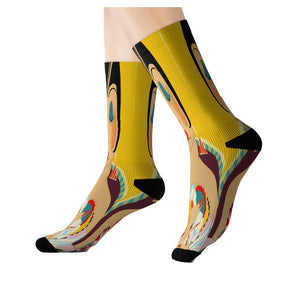 Floral Flapper Girl Socks with Sublimated Colorful Design