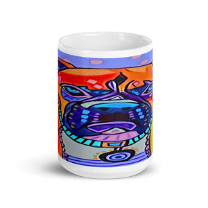 Indigo Dog Microwave Safe Colorful Printed Mug, 15 oz
