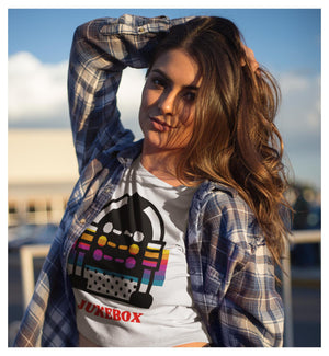 Jukebox Dayz Colorful Printed Women's Crop Top Shirt