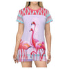 The Lucky Flamingo Colorful Printed Women's T-shirt Dress