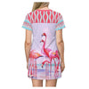 The Lucky Flamingo Colorful Printed Women's T-shirt Dress