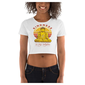 Mantra of Buddha Cotton Side Seamed Women's Crop T-Shirt