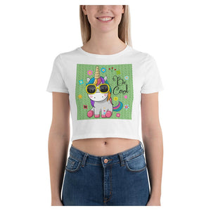Be Cool Unicorn Cotton Side Seamed Women's Crop T-Shirt