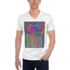 Curioso in Technicolor Colorful Print V-Neck Unisex T-Shirt