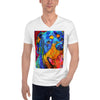 Rottie Smiles Colorful Print V-Neck Unisex T-Shirt