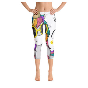 Be Cool Unicorn Colorful Print Women's Capris Legging