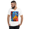 Rottie Smiles Colorful Print V-Neck Unisex T-Shirt