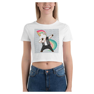 Metal Head Unicorn Colorful Printed Women's Crop T-Shirt