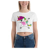 Flyboy Rainbow Unicorn Cotton Side Seamed Women's Crop T-Shirt