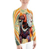 Court Jester Brightly Colored Printed Women's Russet Rash Guard