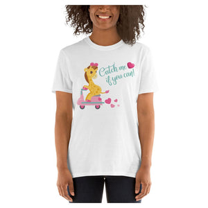 Catch Me Valentine Giraffe Colored Printed T-Shirt