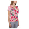 Rose Bloom Stripe Athletic Anti-Microbial Fabric Top Shirt