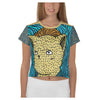 Angry Cat AOP Stretch Fabric Women's Crop Top Shirt