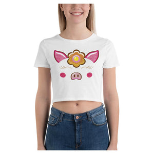 Missy Piggy Cotton Side Seamed Women's Crop T-Shirt