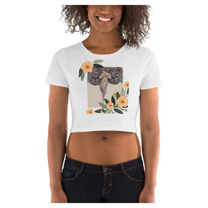 l'Envoi Butterfly Cotton Side Seamed Women's Crop Top Shirt