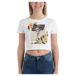 Acacia Butterfly Cotton Side Seamed Women's Crop T-Shirt