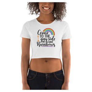 We Have Rainbows Cotton Side Seamed Women's Crop T-Shirt