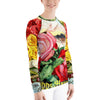 Parade of Roses Brightly Colored Printed Women's Rash Guard