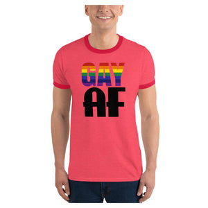 Gay AF Ringer Semi-Fitted Men's T-Shirt