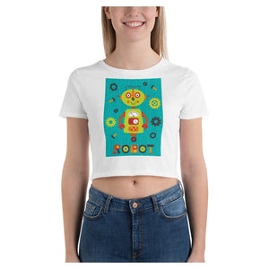 Maizie Robot Cotton Side Seamed Women's Crop T-Shirt