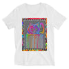 Curioso in Technicolor Colorful Print V-Neck Unisex T-Shirt