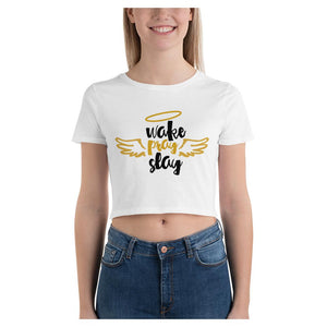 Wake Pray Slay Colorful Printed Women's Crop T-Shirt