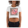 Winking Pig Cotton Side Seamed Women's Crop T-Shirt