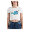 Glitter Girl Dolphin Cotton Side Seamed Women's Crop Top Shirt