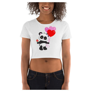 Panda Love Crop Colored Printed T-Shirt