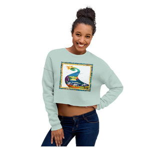 Swan Lake Crop Dropped Shoulder Women's Sweatshirt