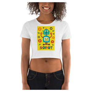 Leroy Robot Cotton Side Seamed Women's Crop T-Shirt