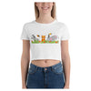 Jungle Print Cotton Side Seamed Women's Crop T-Shirt