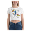 Starlight Dab Unicorn Cotton Side Seamed Women's Crop T-Shirt