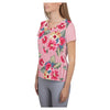Rose Bloom Stripe Athletic Anti-Microbial Fabric Top Shirt