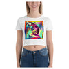 Picasso Unicorn Cotton Side Seamed Women's Crop T-Shirt