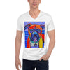 Indigo Dog Colorful Print V-Neck Unisex T-Shirt