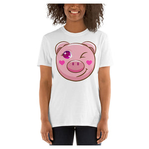 Pig Cuteness Emoji Colored Printed T-Shirt