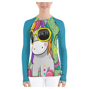Be Cool Unicorn Brightly Colored Printed Women's Rash Guard