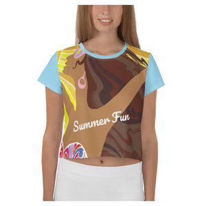 Summer Bedlam AOP Stretch Fabric Women's Crop Top Shirt