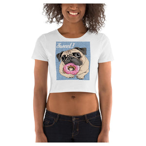 Sweet Puggy Cotton Side Seamed Women's Crop T-Shirt