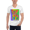 Rave Kitty Colorful Print V-Neck Unisex T-Shirt